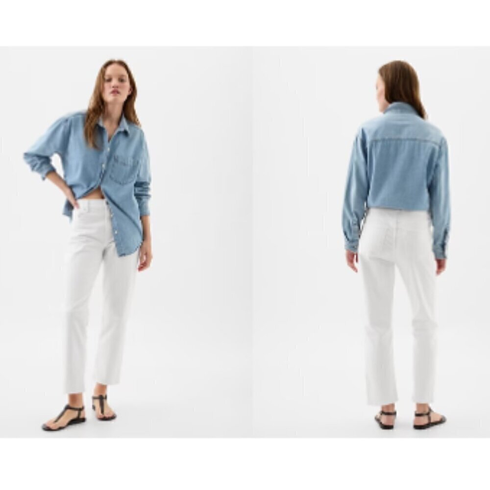 GAP 90's Mid-Rise White Girlfriend Minimalist Y2k Jeans Size 16/33 RT$80 #885185